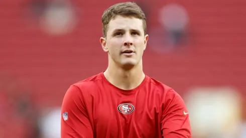 Brock Purdy #13 of the San Francisco 49ers warms up before the NFC Divisional Playoffs against the Green Bay Packers at Levi's Stadium on January 20, 2024 in Santa Clara, California.