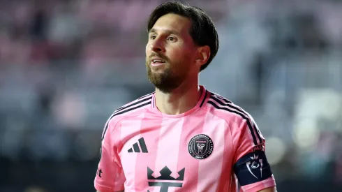 Lionel Messi #10 of Inter Miami looks on during the second half of a 2025 Concacaf Champions Cup second leg match between Sporting Kansas City and Inter Miami.