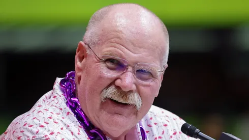 Head coach Andy Reid of the Kansas City Chiefs addresses the media during Super Bowl LIX Opening Night at Caesars Superdome on February 03, 2025 in New Orleans, Louisiana.