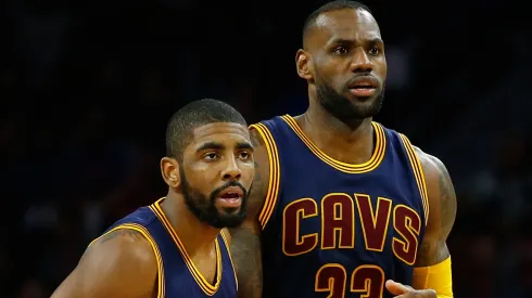 Kyrie Irving and LeBron James playing with the Cleveland Cavaliers on April 22, 2016.