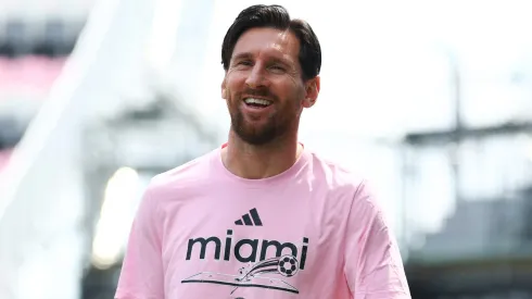 Lionel Messi of Inter Miami arrive prior to the MLS match between Inter Miami CF and Charlotte FC at Chase Stadium on March 09, 2025.
