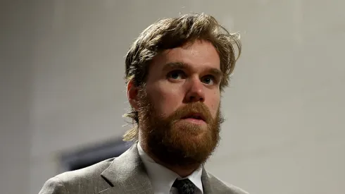 Connor McDavid #97 of the Edmonton Oilers arrives before Game Five of the 2024 Stanley Cup Final against the Florida Panthers at Amerant Bank Arena on June 18, 2024 in Sunrise, Florida.