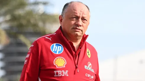 Frederic Vasseur, Team Principal of Scuderia Ferrari, walks in the Paddock during day one of F1 Testing at Bahrain International Circuit on February 26, 2025.