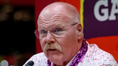 Kansas City Chiefs head coach Andy Reid answers questions inside the Caesars Superdome during the Super Bowl Opening Night on February 3, 2025 in New Orleans, Louisiana.