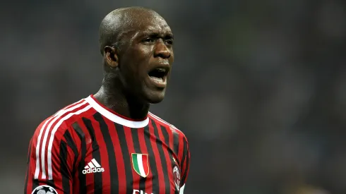 Clarence Seedorf of AC Milan shouts during the UEFA Champions League group H match between AC Milan and FC Viktoria Plzen.