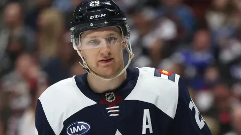 Nathan MacKinnon #29 of the Colorado Avalanche plays the Nashville Predators in the third period at Ball Arena on December 14, 2024.