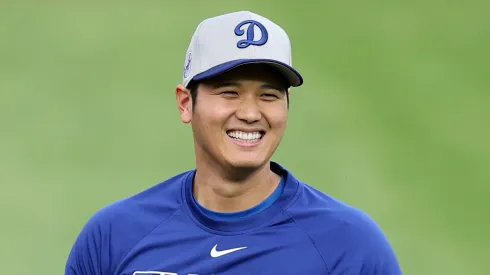 Shohei Ohtani #17 of the Los Angeles Dodgers smiles before a game against the Philadelphia Phillies at Citizens Bank Park on April 04, 2025 in Philadelphia, Pennsylvania.