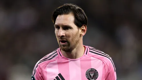 Lionel Messi ooks on during the CONCACAF Champions Cup 2025 Quarter-final first leg match against LAFC