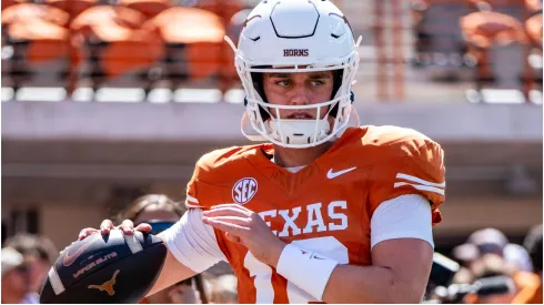 Arch Manning 16 of the Texas Longhorns in action vs the Mississippi State Bulldogs at DKR-Memorial Stadium. Texas defeats the Bulldogs 35-13.