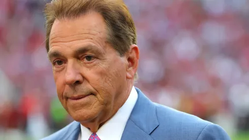 Former Alabama Crimson Tide head coach Nick Saban looks on before the game against the Georgia Bulldogs at Bryant-Denny Stadium on September 28, 2024.
