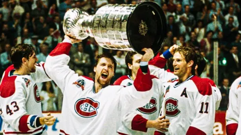 The Montreal Canadiens after defeating the Los Angeles Kings in five games to win the Stanley Cup in 1993.