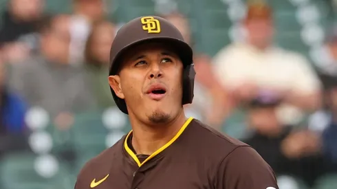 Manny Machado #13 of the San Diego Padres plays against the Detroit Tigers at Comerica Park on April 21, 2025 in Detroit, Michigan.