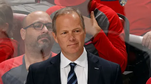 Head coach Jon Cooper of the Tampa Bay Lightning looks on during third period action against the Florida Panthers in Game One of the First Round of the 2024 Stanley Cup Playoffs at the Amerant Bank Arena on April 21, 2024 in Sunrise, Florida.
