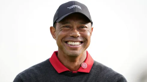 Tiger Woods looks on during the trophy ceremony after the final round of The Genesis Invitational 2025 at Torrey Pines Golf Course on February 16, 2025.