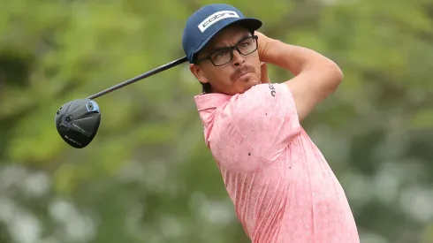 Rickie Fowler of the United States hits his tee shot on the 12th hole during the second round of the Texas Children's Houston Open 2025 at Memorial Park Golf Course on March 28, 2025.