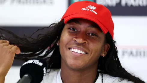 Coco Gauff of the United States speaks during a press conference on Day Two of the Internazionali BNL D'Italia 2025 at Foro Italico on May 06, 2025 in Rome, Italy.