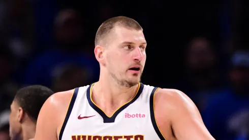 Nikola Jokic #15 of the Denver Nuggets looks on during the second quarter of a game against the Oklahoma City Thunder in Game Seven of the Western Conference Second Round NBA Playoffs