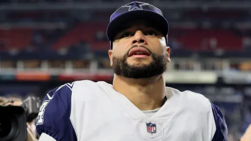 Dak Prescott #4 of the Dallas Cowboys walks off the field after defeating the Tennessee Titans with a score of 27 to 13 in the game at Nissan Stadium on December 29, 2022 in Nashville, Tennessee.