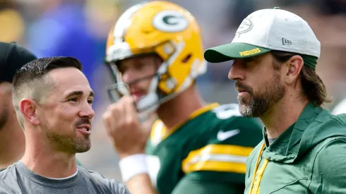 Matt LaFleur and Aaron Rodgers with the Green Bay Packers