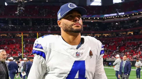 Dak Prescott #4 of the Dallas Cowboys walks off the field after a loss to the Atlanta Falcons at Mercedes-Benz Stadium on November 03, 2024 in Atlanta, Georgia.