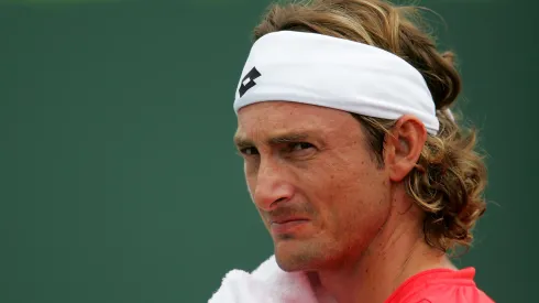 Juan Carlos Ferrero of Spain looks on during a break in his match against Guillermo Canas of Argentina during day four at the 2007 Sony Ericsson Open.