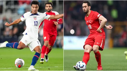Max Tilman and Hakan Calhanoglu playing a game for their national team.