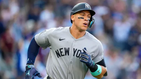 Aaron Judge #99 of the New York Yankees rounds the bases after hitting a home run during the first inning against the Kansas City Royals at Kauffman Stadium on June 10, 2025 in Kansas City, Missouri.