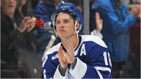Mitchell Marner #16 of the Toronto Maple Leafs against the San Jose Sharks during an NHL game at Scotiabank Arena on November 30, 2022 in Toronto, Ontario, Canada.