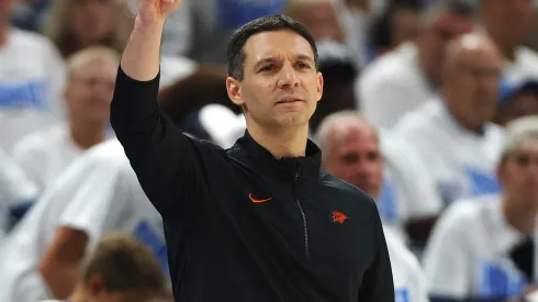Head coach Mark Daigneault of the Oklahoma City Thunder reacts during the second quarter against the Indiana Pacers in Game One of the 2025 NBA Finals.