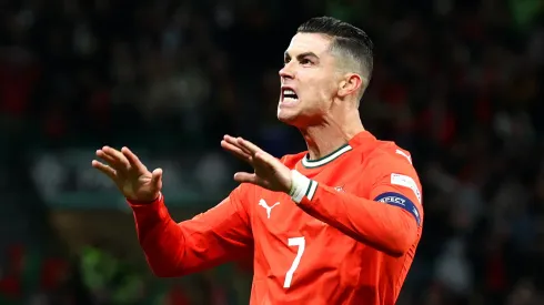 Cristiano Ronaldo celebrates scoring a goal for Portugal.