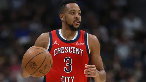 CJ McCollum #3 of the New Orleans Pelicans plays the Denver Nuggets in the third quarter at Ball Arena February 05, 2025 in Denver, Colorado.
