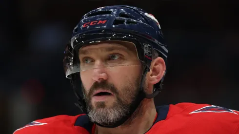 Alex Ovechkin #8 of the Washington Capitals skates against the Florida Panthers at Capital One Arena on February 04, 2025 in Washington, DC.