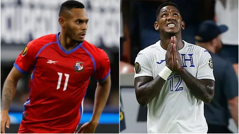 Romell Quioto #12 of Honduras and Ismael Díaz #11 of Panama.