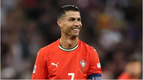 Cristiano Ronaldo of Portugal reacts during the UEFA Nations League 2025 semifinal match between Germany and Portugal.