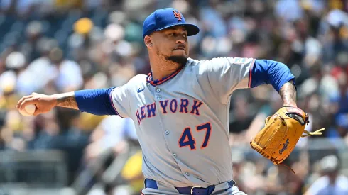 Frankie Montas #47 of the New York Mets pitches in the first inning during the game against the Pittsburgh Pirates at PNC Park on June 29, 2025 in Pittsburgh, Pennsylvania.