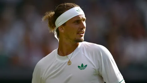 Alexander Zverev of Germany reacts against Arthur Rinderknech of France on day two of The Championships Wimbledon 2025 at All England Lawn Tennis and Croquet Club on July 01, 2025 in London, England.