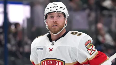 Sam Bennett #9 of the Florida Panthers seen in action during the game against the Columbus Blue Jackets at Nationwide Arena on October 15, 2024 in Columbus, Ohio.