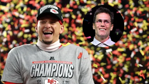 Patrick Mahomes #15 of the Kansas City Chiefs celebrates after the Chiefs defeated the Buffalo Bills 32-29 to win the AFC Championship Game at GEHA Field at Arrowhead Stadium on January 26, 2025 in Kansas City, Missouri.