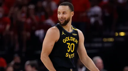 Stephen Curry #30 of the Golden State Warriors reacts in the second half against the Houston Rockets in Game Seven of the Western Conference First Round NBA Playoffs at Toyota Center on May 04, 2025 in Houston, Texas.