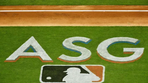 A general view of logos on the field during the SiriusXM All-Star Futures Game between the U.S. Team and the World Team at Marlins Park on July 9, 2017 in Miami, Florida.