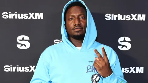 Deebo Samuel visits SiriusXM on radio row at Super Bowl LIX on February 07, 2025 in New Orleans, Louisiana.