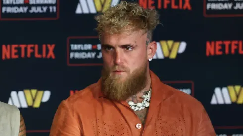 Manny Pacquiao addresses the media during fight week in Las Vegas, where he gave a blunt take on Jake Paul's influence in boxing.