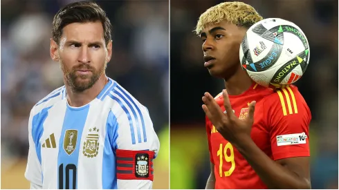 Lionel Messi of Argentina and Lamine Yamal of Spain.