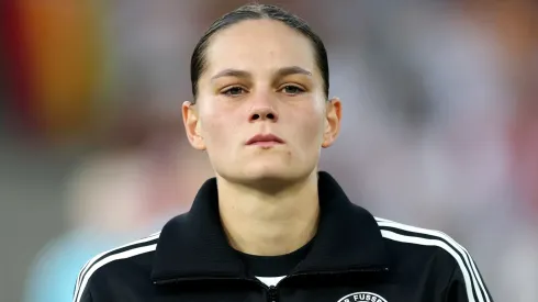 Giovanna Hoffmann of Germany looks on prior to the UEFA Women's EURO 2025 Quarter-Final match between France and Germany at St. Jakob-Park on July 19, 2025.