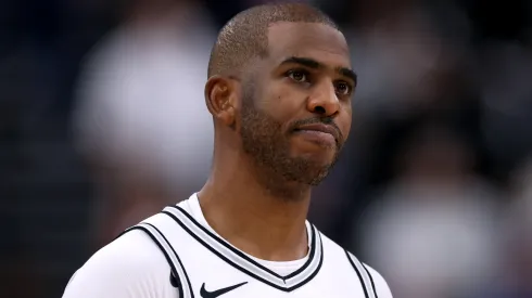 Chris Paul #3 of the San Antonio Spurs reacts during a 113-104 loss to the against the LA Clippers at Intuit Dome on November 04, 2024 in Inglewood, California.