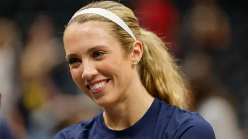 Lexie Hull #10 of the Indiana Fever smiles before the game against the Seattle Storm at Climate Pledge Arena on June 24, 2025.