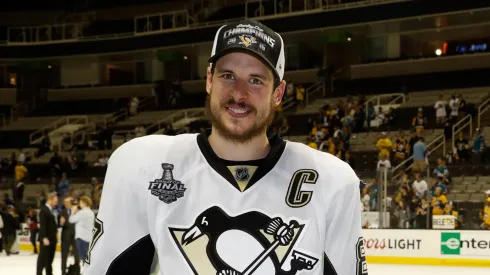 Sidney Crosby #87 after their 3-1 victory to win the Stanley Cup against the San Jose Sharks in Game Six of the 2016 NHL Stanley Cup Final at SAP Center on June 12, 2016 in San Jose, California.