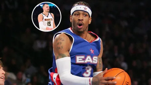 Allen Iverson #3 of the Eastern Conference All-Stars and Nikola Jokic #15 of the Denver Nuggets.