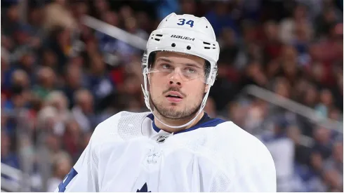 Auston Matthews #34 of the Toronto Maple Leafs during the third period of the NHL game against the Arizona Coyotes t Gila River Arena on February 16, 2019 in Glendale, Arizona.