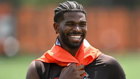 Shedeur Sanders #12 of the Cleveland Browns walks off the field after Cleveland Browns mandatory minicamp at CrossCountry Mortgage Campus on June 10, 2025 in Berea, Ohio.